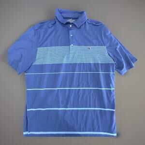 Vineyard Vines Performance Polo Shirt XL Blue Stripe Golf Casual Stretch